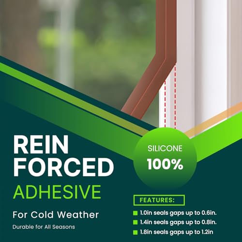 wigtda 1.4in Brown Weather Stripping Door Seal – Heavy-Duty Silicone, Strong Adhesive, Seals Medium Gaps for Winter Cold Protection and Energy Efficiency - Image 4
