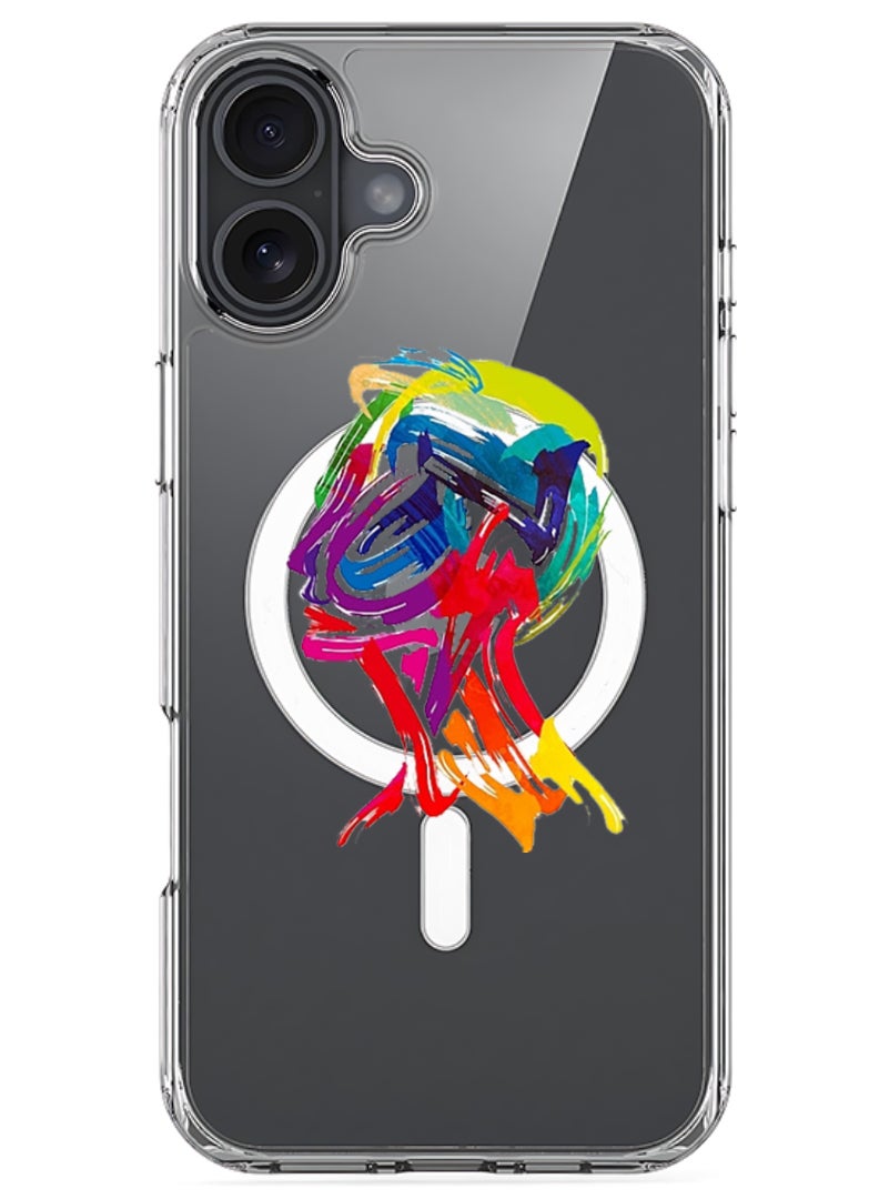 Theodor iPhone 16 Plus Magsafe Magnetic Case for iPhone Compatible with Wireless Charging, Shockproof Phone Bumper Cover - Face Paint 2 - Image 1