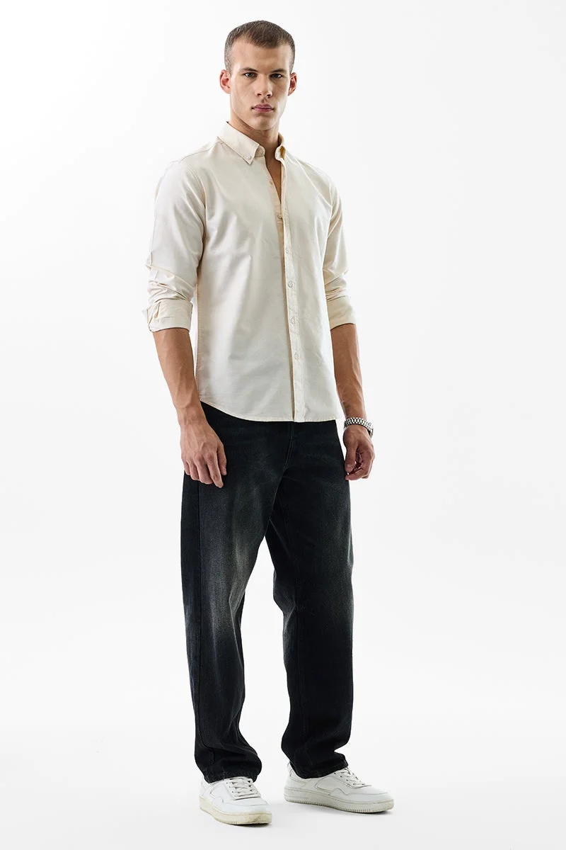 Snitch Beige Beige Solid Long Sleeve Slim Fit Formal Core Lab Shirt for Men | Best Price UAE