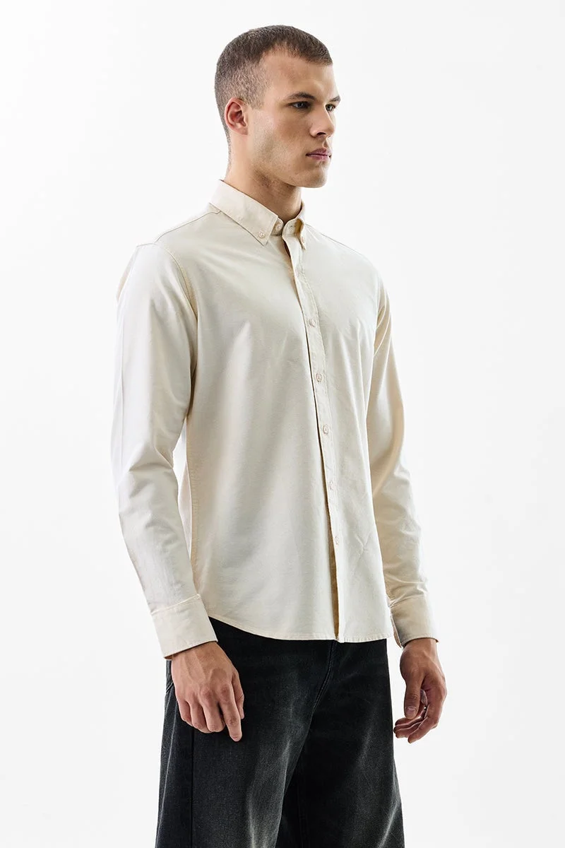 Snitch Beige Beige Solid Long Sleeve Slim Fit Formal Core Lab Shirt for Men | Best Price UAE
