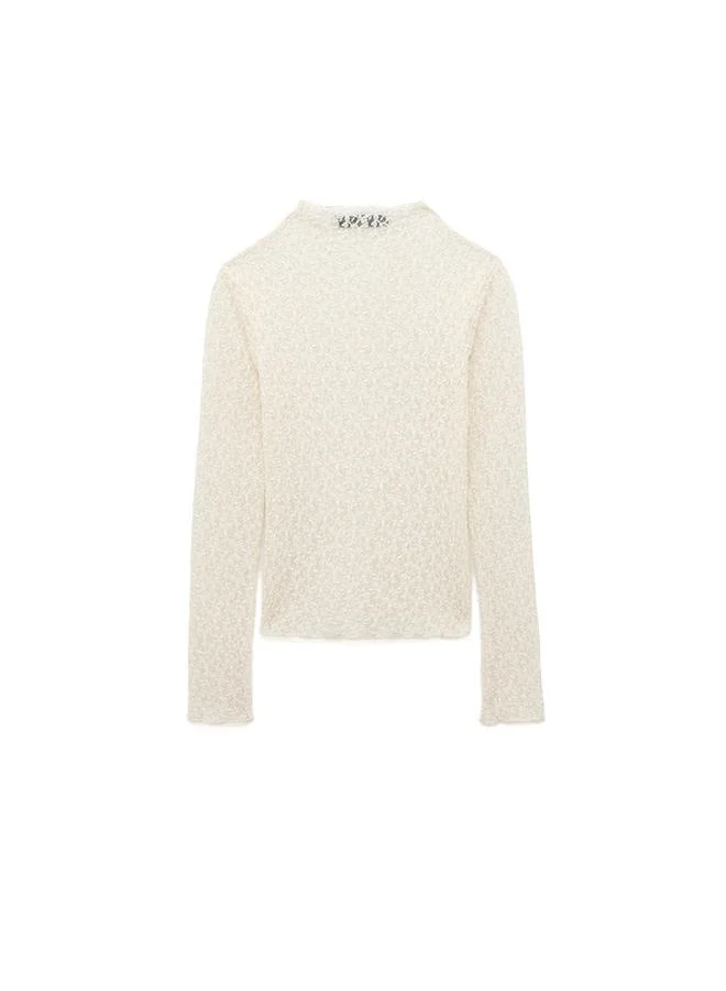 Koton  High Neck Lace T-Shirt for Women | Best Price UAE