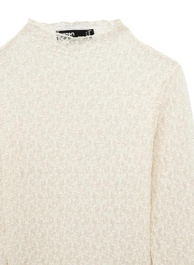 Koton  High Neck Lace T-Shirt for Women | Best Price UAE