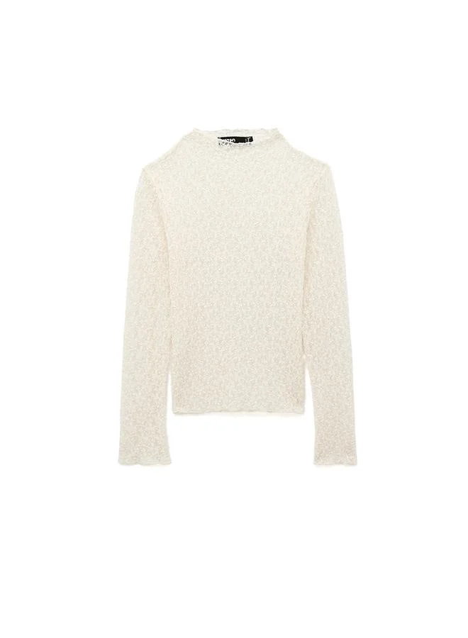 Koton  High Neck Lace T-Shirt for Women | Best Price UAE