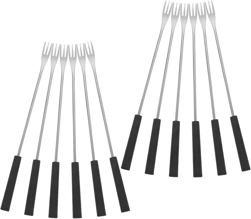iplusmile Stainless Steel Fondue Forks Set 12 Pieces with Pp Handles, Cheese and Fruit Dipping Forks for Household Chocolate Fountain and Bbq Cooking - Image 1