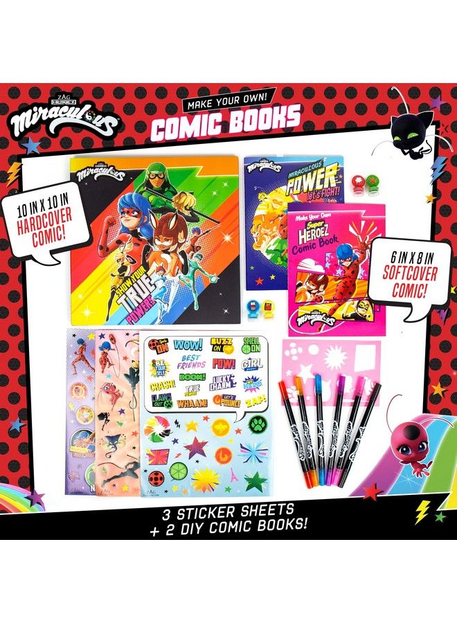 Miraculous اصنع كتابك الهزلي الخاص بك، اصنع كتابين هزليين، دعسوقة كات نوير تيكي والمزيد، مجموعة كتب هزلية يمكنك صنعها بنفسك، لعبة سفر رائعة، رحلة على الطريق، ألعاب إبداعية للأطفال من سن 6 7 8 9 10 - Image 3