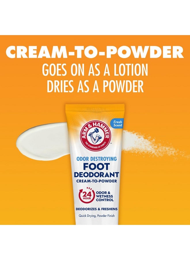 Arm & Hammer - مزيل عرق للقدمين من آرم آند هامر، كريم إلى بودرة، حماية تدوم 24 ساعة من الروائح والرطوبة، يوضع أثناء جفاف الكريم إلى بودرة - Image 1