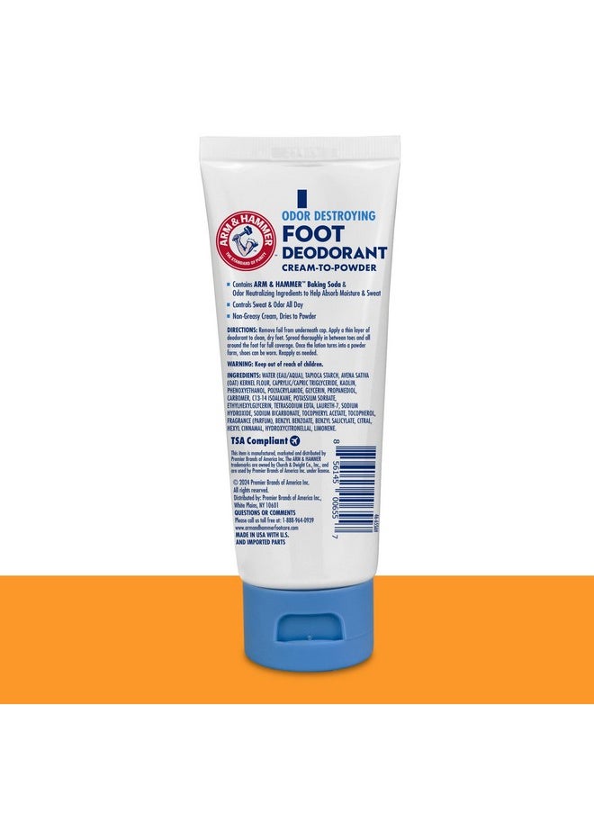 Arm & Hammer - مزيل عرق للقدمين من آرم آند هامر، كريم إلى بودرة، حماية تدوم 24 ساعة من الروائح والرطوبة، يوضع أثناء جفاف الكريم إلى بودرة - Image 1