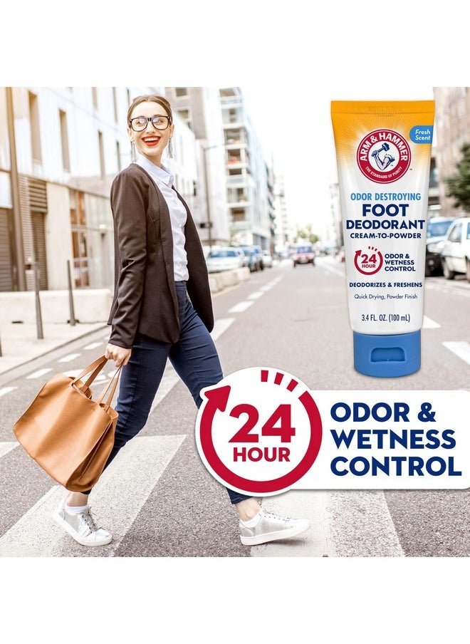 Arm & Hammer - مزيل عرق للقدمين من آرم آند هامر، كريم إلى بودرة، حماية تدوم 24 ساعة من الروائح والرطوبة، يوضع أثناء جفاف الكريم إلى بودرة - Image 1