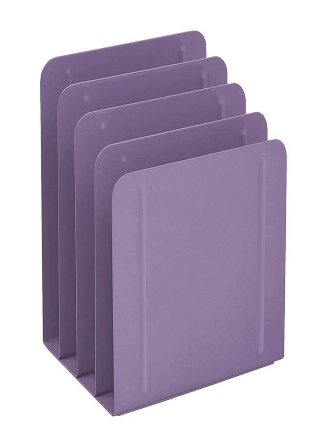 Acrimet 4-Section Vertical Metal File Sorter, Desktop File Organizer for Papers, Folders & Documents, Space-Saving Office Organizer, Purple - Image 1