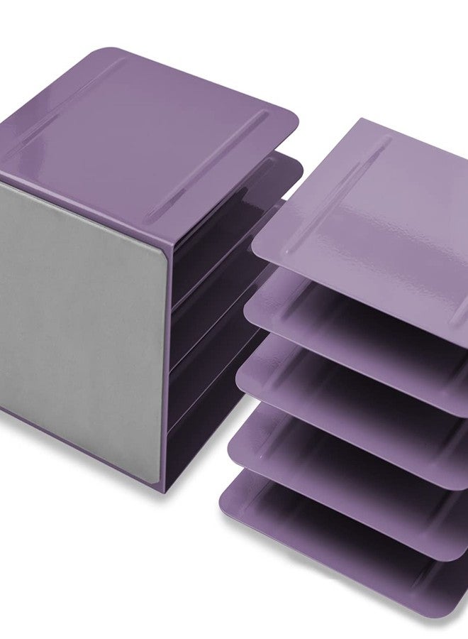 Acrimet 4-Section Vertical Metal File Sorter, Desktop File Organizer for Papers, Folders & Documents, Space-Saving Office Organizer, Purple - Image 2