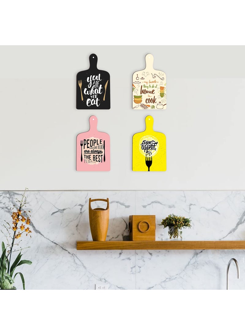 Paper Plane Design - PAPER PLANE DESIGN Wall Art Wooden Kitchen Home Decor Items Pack of 4 (E) - Image 1