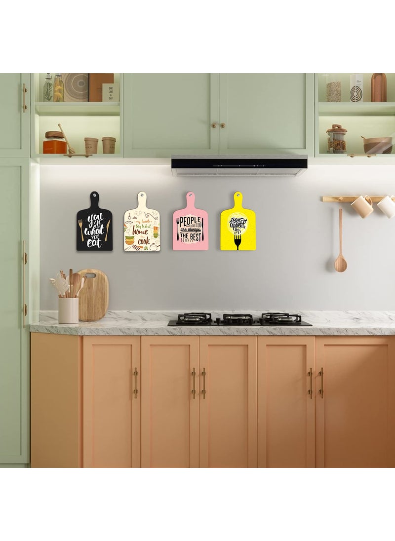 Paper Plane Design - PAPER PLANE DESIGN Wall Art Wooden Kitchen Home Decor Items Pack of 4 (E) - Image 1