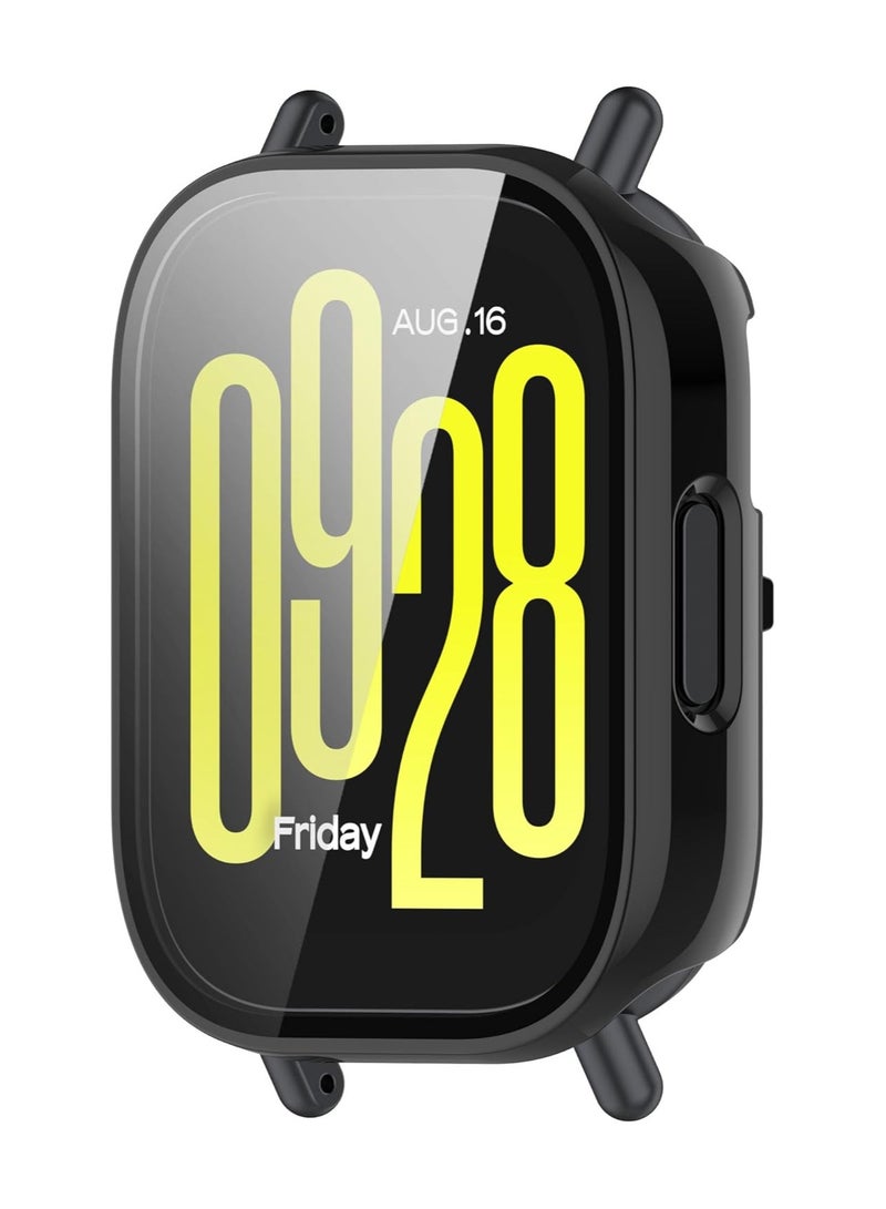 HablTech Protective Case Suitable for Redmi Watch 5 Active Case Hard PC Case with Tempered Glass Screen Protectors Full Protective Cover(Black)  - Image 2