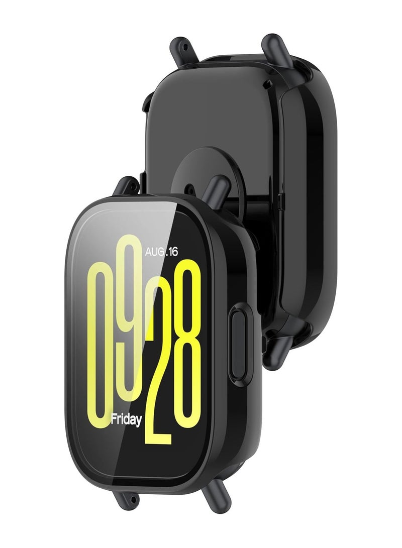 HablTech Protective Case Suitable for Redmi Watch 5 Active Case Hard PC Case with Tempered Glass Screen Protectors Full Protective Cover(Black)  - Image 3