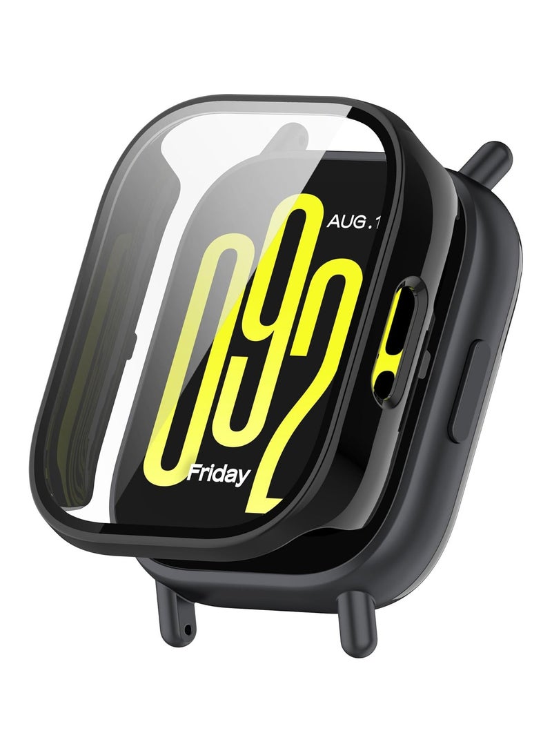 HablTech Protective Case Suitable for Redmi Watch 5 Active Case Hard PC Case with Tempered Glass Screen Protectors Full Protective Cover(Black)  - Image 1