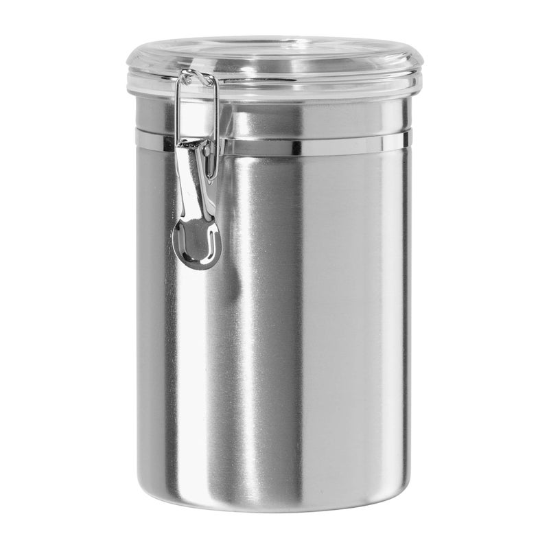 Oggi Stainless Steel Kitchen Canister 62 fl oz  Airtight Clamp Lid Clear SeeThru Top  Ideal for Kitchen Storage Food Storage Pantry Storage Large Size 5 x 75