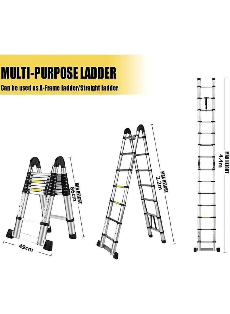 Telescopic Aluminum Extendable Ladder – Lightweight, Durable & Multipurpose – Easy Storage – 4.4 Meters - Image 3