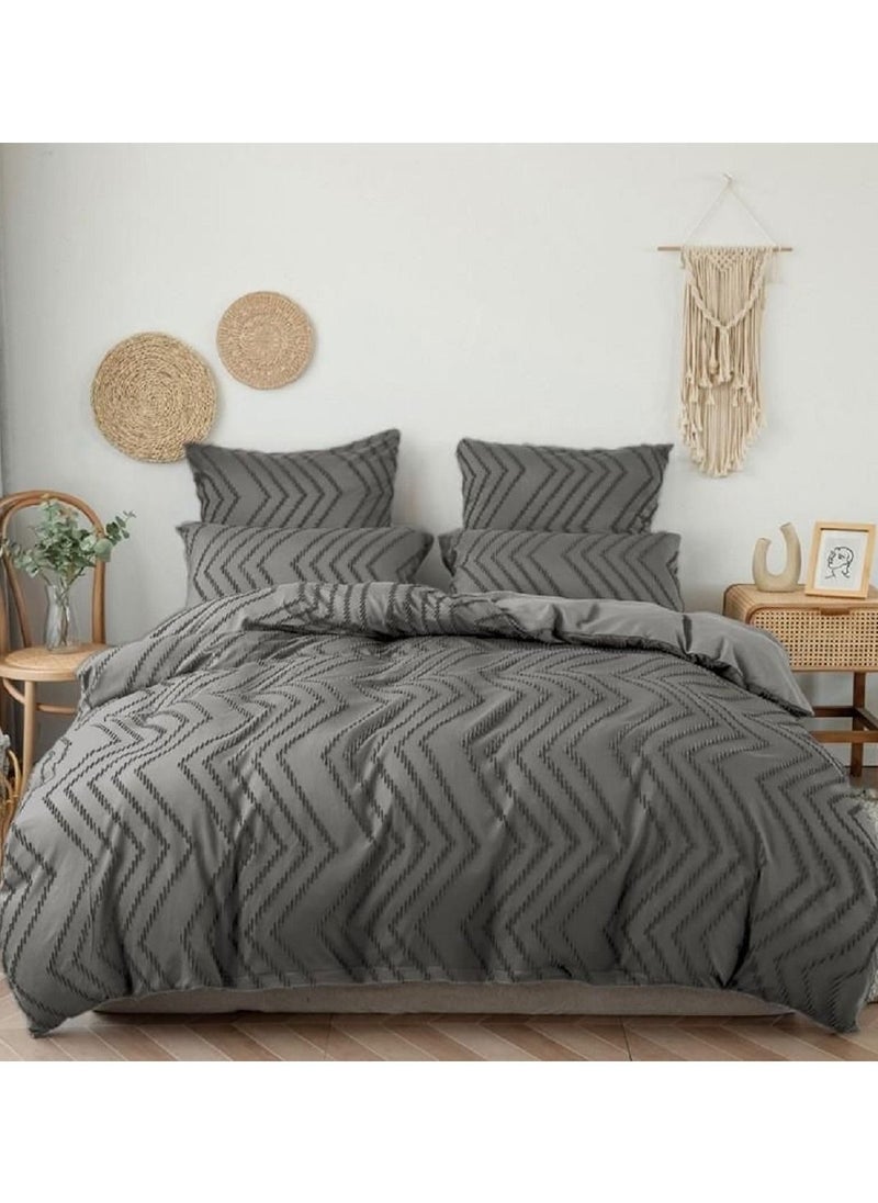 Comfy COMFY 6 PC WAVECOTTON SATIN LUXURY COLLECTION ALL SEASON COMFORTER SET 220 X 240 CM DARK GREY 