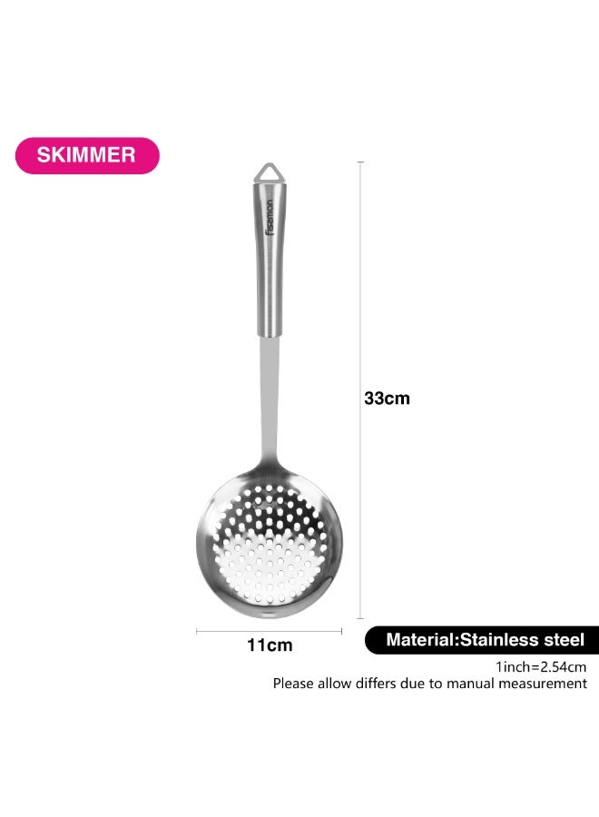 Fissman Skimmer Ladle 33cm, Stainless Steel Kitchen Strainer Ladle Bergamo Series | Anti-Rust Skimmer with Hang Hole | Rustproof Handle for Frying, Pasta  - Image 3