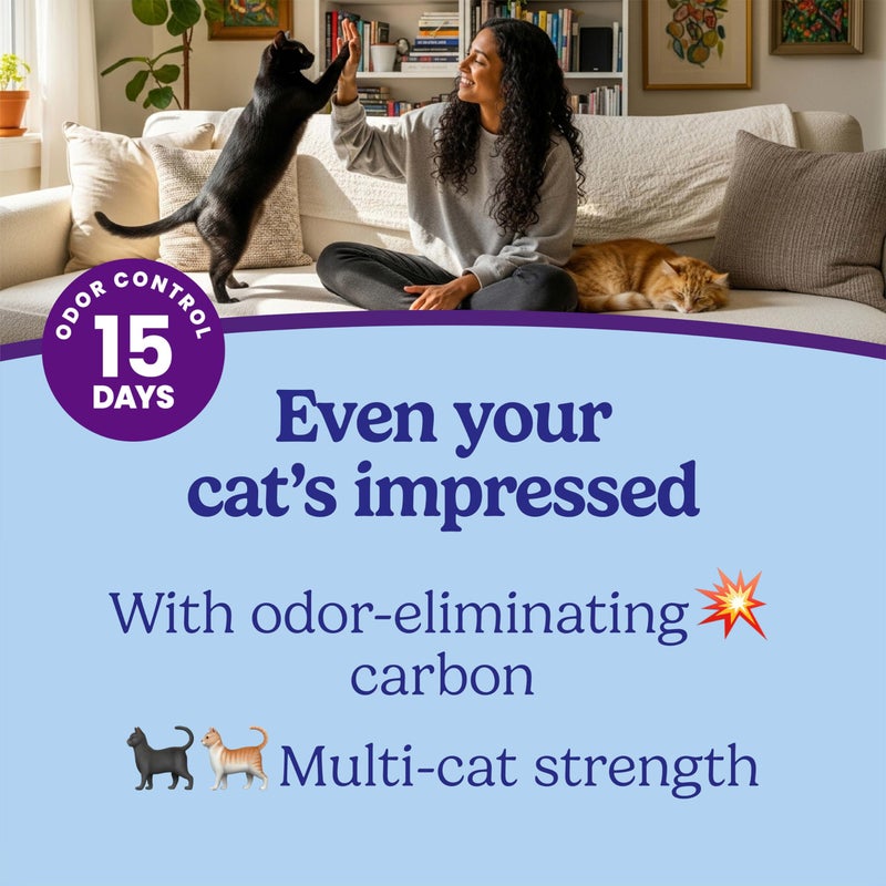 Fresh Step Clumping Cat Litter, Multi-Cat, Long Lasting Odor Control Kitty Litter with Activated Charcoal, Low Dust Formula, 14 lb - Image 3
