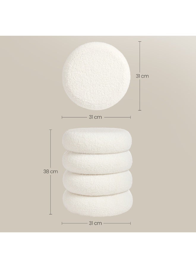 ebb & flow Fabric Sponge Chair, White Upholstered Accent Chair with Soft Cushion, Compact 35 × 35 × 40 cm - Image 3