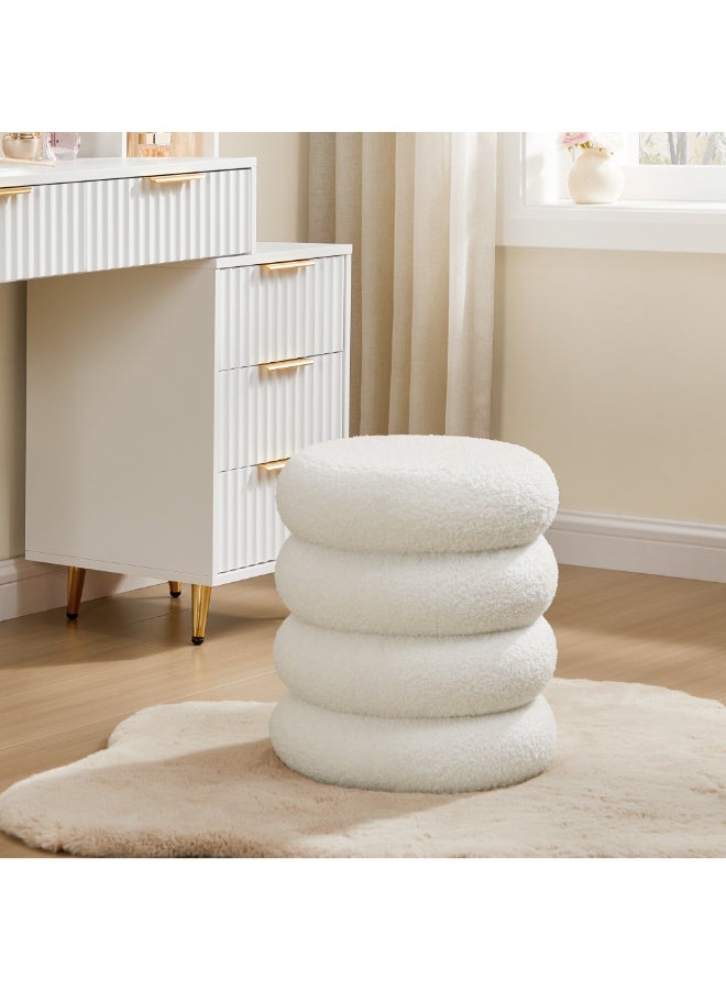 ebb & flow Fabric Sponge Chair, White Upholstered Accent Chair with Soft Cushion, Compact 35 × 35 × 40 cm - Image 2