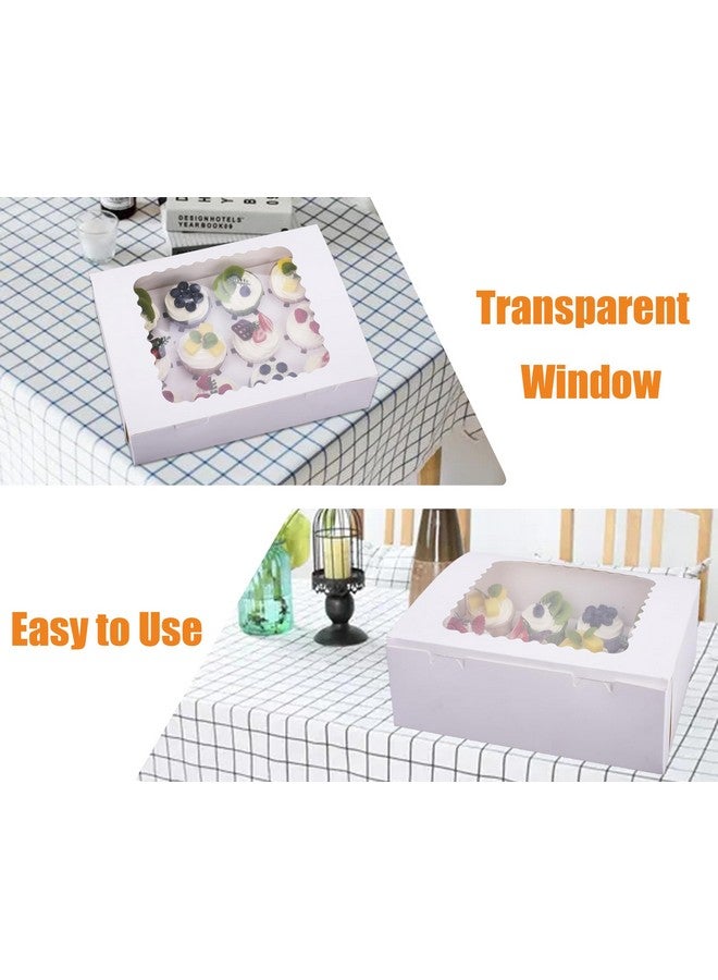LONGTEAM 6-Set Cupcake Boxes Hold 12 Standard Cupcakes, Food Grade Cupcake Holders Bakery Carrier Boxes with Windows and Inserts for Cupcakes, Muffins and Pastries (White-6 Pack) - Image 5