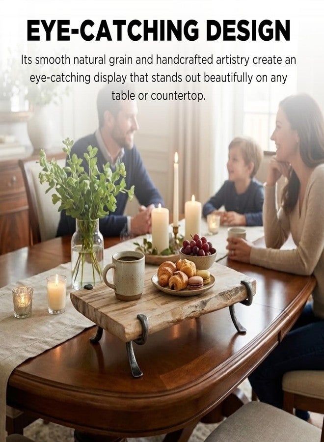 GUTE Natural Wood Tray - Rustic Handcrafted Serving Platter with Smooth Grain Finish | Kitchen Dining Table Organizer | Single Piece | 15.7"x9.8"x3.9" Rectangular Design | Light Wooden Tone - Image 5