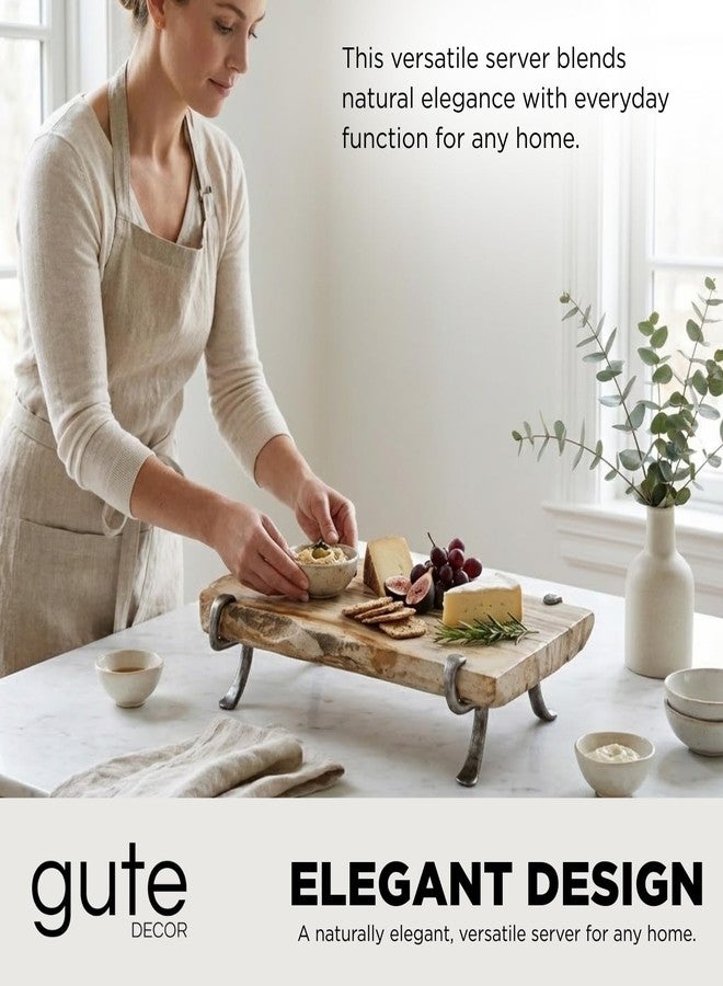 GUTE Natural Wood Tray - Rustic Handcrafted Serving Platter with Smooth Grain Finish | Kitchen Dining Table Organizer | Single Piece | 15.7"x9.8"x3.9" Rectangular Design | Light Wooden Tone - Image 3