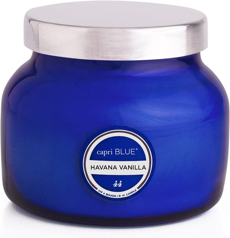 Capri Blue Signature Jar Candles  Long Lasting Soy Wax Blend  Luxury Tropical Scented Candles  Comes in Blue Decorative Glass Jar Havana Vanilla 8 oz