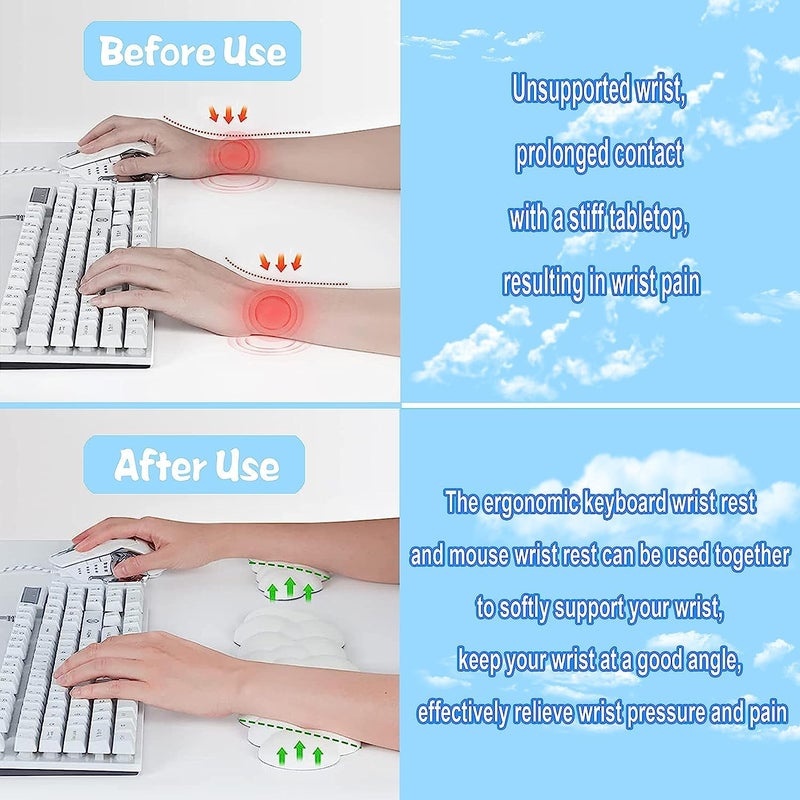 TNTAIAHL Keyboard and Mouse Wrist Rest Set, Ergonomic, Modern Cloud, PU Leather, Memory Foam - Image 5