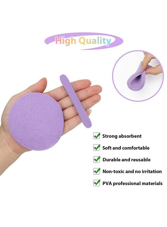Fameza 12Pcs Facial Compressed Facial Sponges for Women, PVA Professional Makeup Sponge Female Removal Pads Compress Exfoliating Face Cleansing Rounds Wash Sponges (pink/yellow/blue/purple) - Image 4