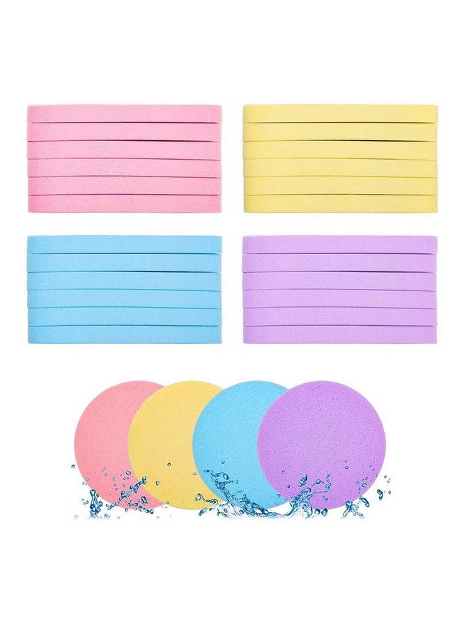 Fameza 12Pcs Facial Compressed Facial Sponges for Women, PVA Professional Makeup Sponge Female Removal Pads Compress Exfoliating Face Cleansing Rounds Wash Sponges (pink/yellow/blue/purple) - Image 1