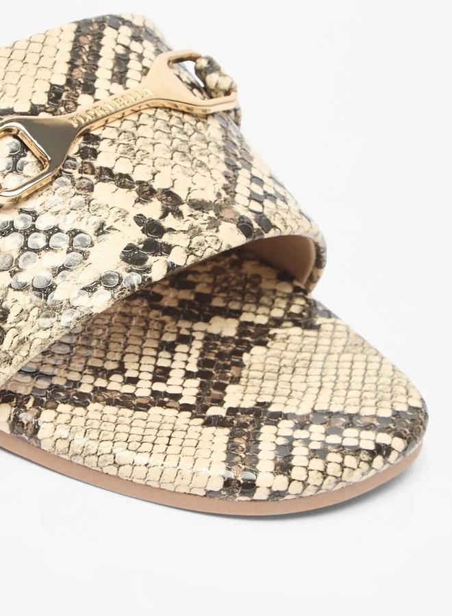Flora Bella By Shoexpress Women's Animal Print Slip-On Sandals with Metal Accent