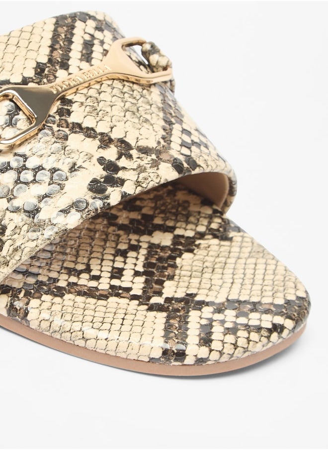 Flora Bella By Shoexpress Women's Animal Print Slip-On Sandals with Metal Accent  - Image 5
