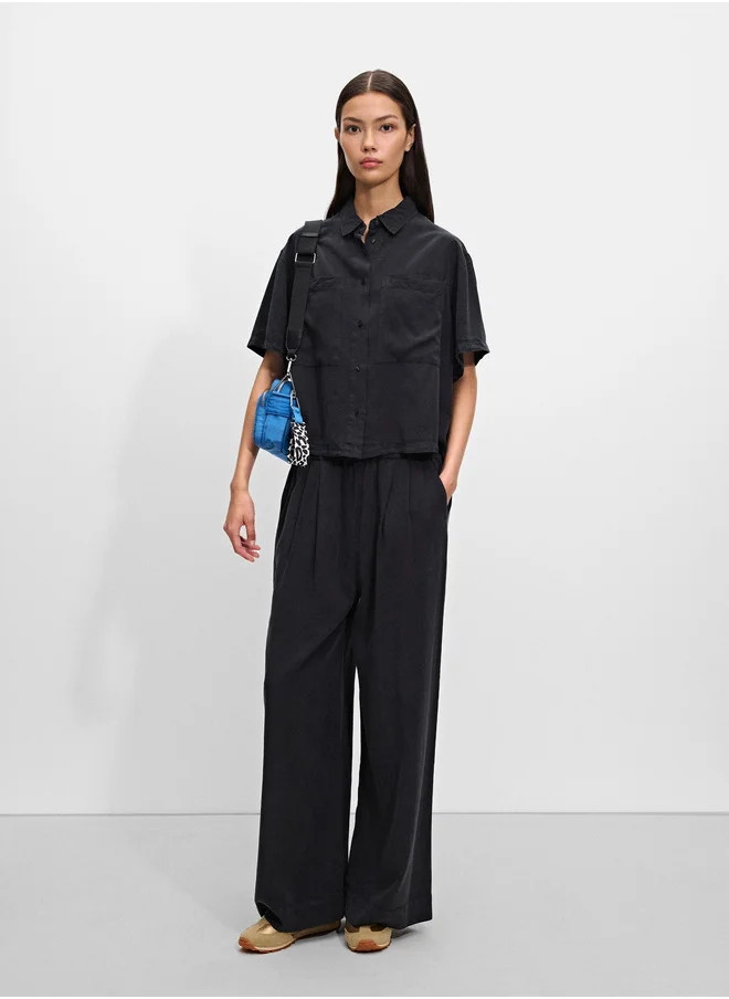 PARFOIS Elastic Waist Pants With Pleats