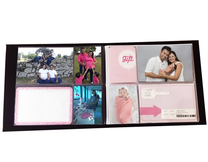 Fotovive Baby is Here! First Year Photo Album, Cinnamon, Baby Girl Cards, 60 Printed Photos - Image 1
