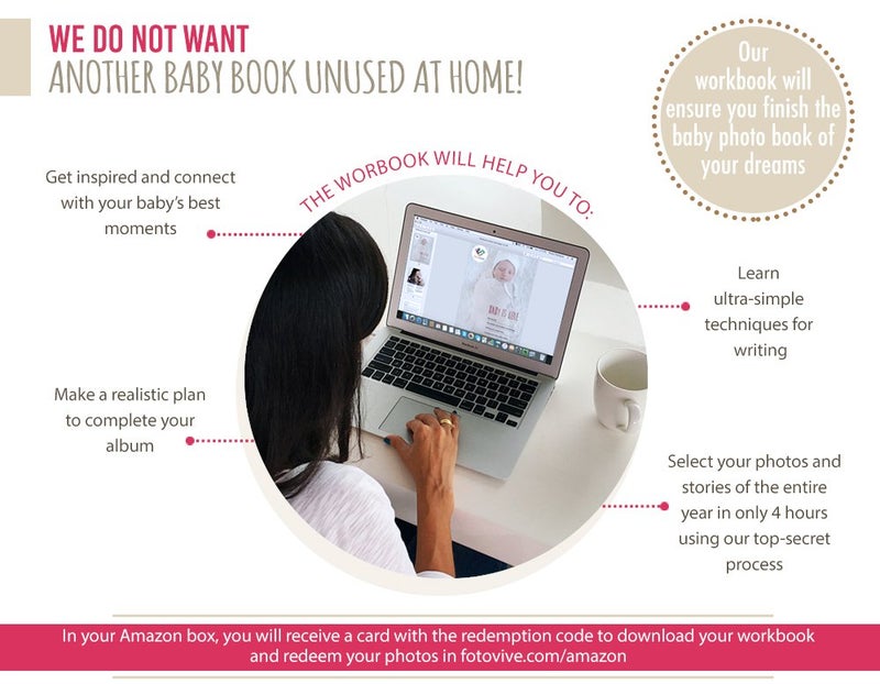 Fotovive Baby is Here! First Year Photo Album, Cinnamon, Baby Girl Cards, 60 Printed Photos - Image 3