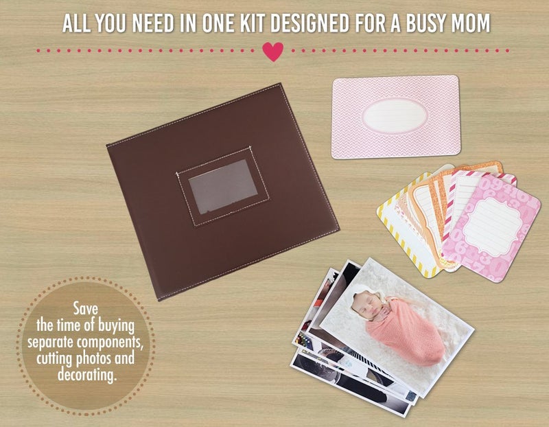 Fotovive Baby is Here! First Year Photo Album, Cinnamon, Baby Girl Cards, 60 Printed Photos - Image 2