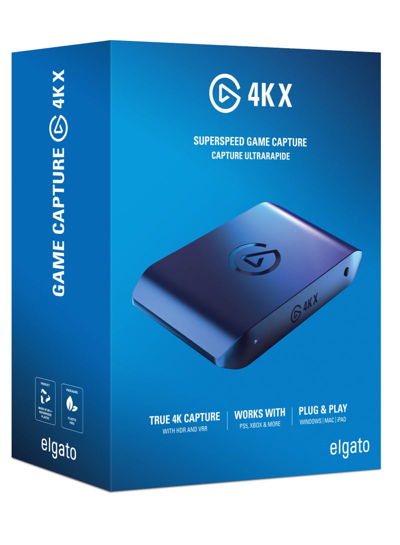 Elgato 4K X – Capture Up to 4K144 with Ultra-Low Latency on PS5|Pro, Xbox Series X|S, Nintendo Switch 2, OBS and More, HDMI 2.1, VRR, HDR10, USB 3.2 Gen 2, for Streaming & Recording, PC|Mac|iPad - Image 1