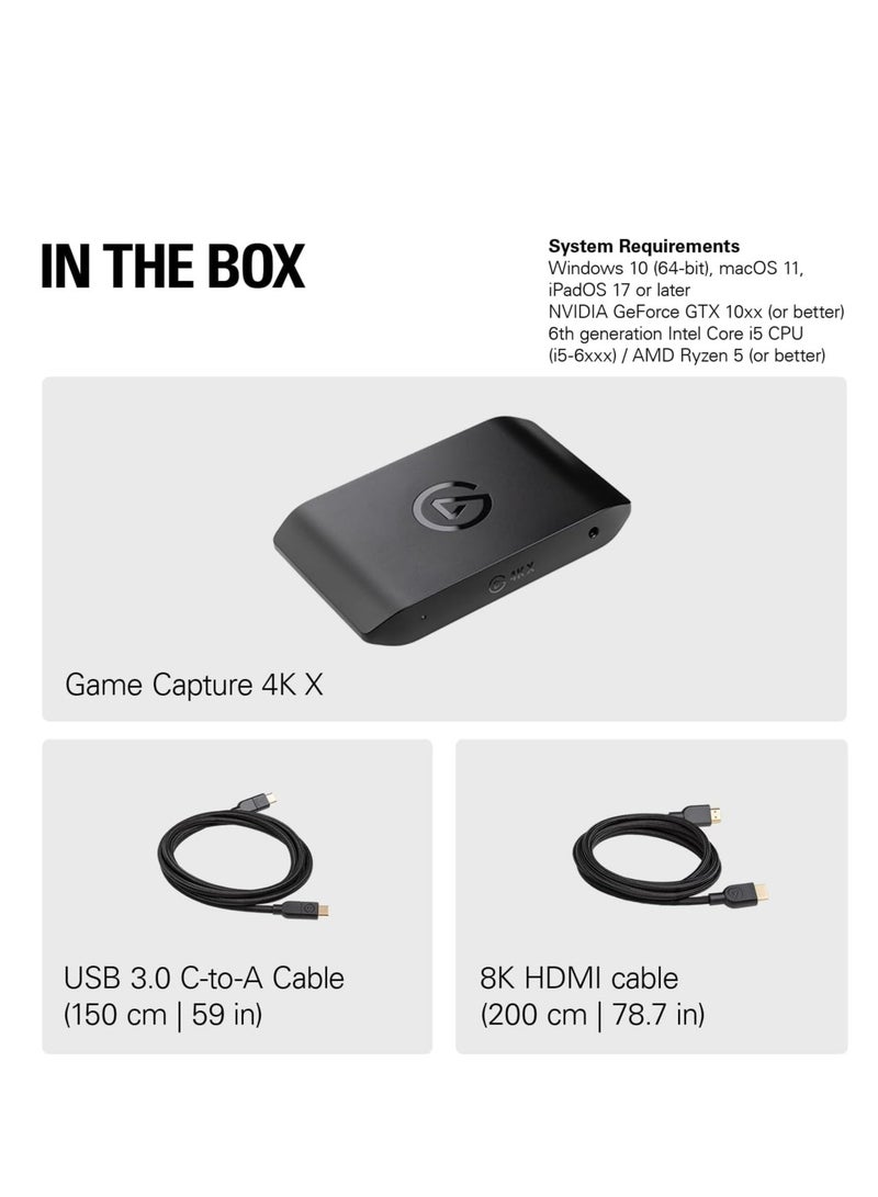 Elgato 4K X – Capture Up to 4K144 with Ultra-Low Latency on PS5|Pro, Xbox Series X|S, Nintendo Switch 2, OBS and More, HDMI 2.1, VRR, HDR10, USB 3.2 Gen 2, for Streaming & Recording, PC|Mac|iPad - Image 4