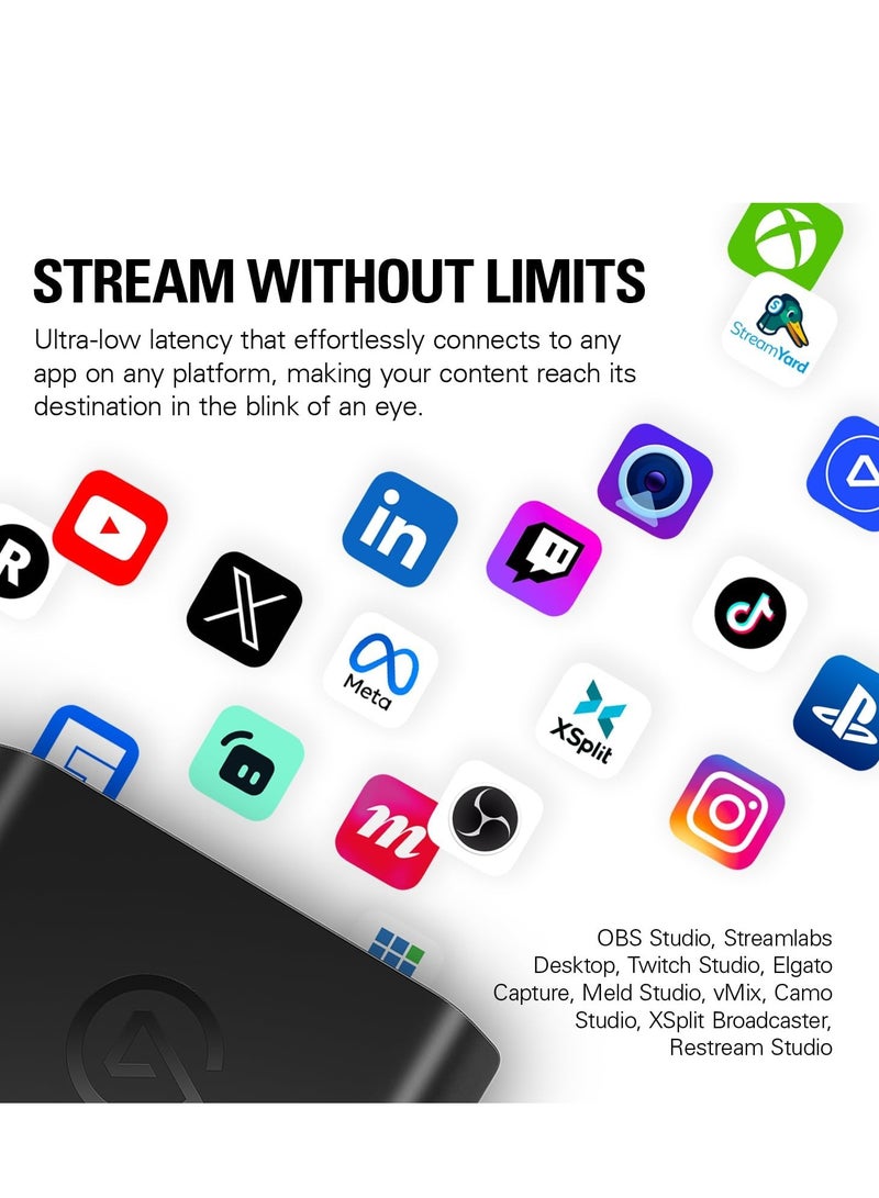 Elgato 4K X – Capture Up to 4K144 with Ultra-Low Latency on PS5|Pro, Xbox Series X|S, Nintendo Switch 2, OBS and More, HDMI 2.1, VRR, HDR10, USB 3.2 Gen 2, for Streaming & Recording, PC|Mac|iPad - Image 5