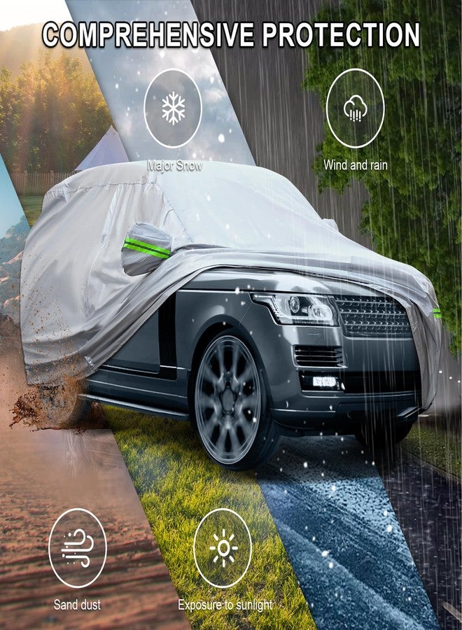 QUYDDC 360° Six Layers All Weather Car Cover Universal Fit for SUVs Up to 180", Waterproof, Snow Proof, UV Proof, Scratch Proof, Bird Droppings Proof with 6 Reflective Strips, Thicked Car Cover - Image 2