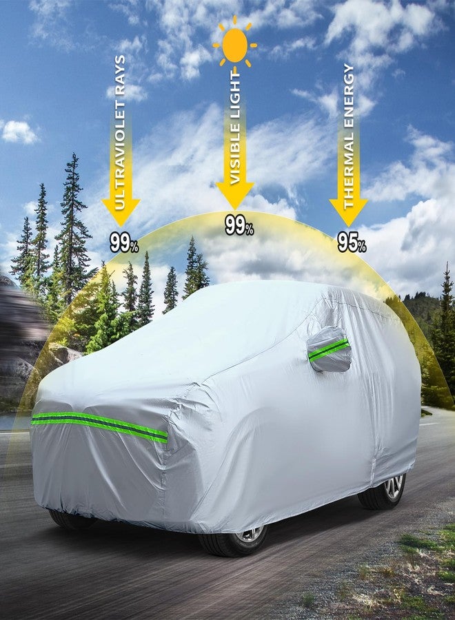 QUYDDC 360° Six Layers All Weather Car Cover Universal Fit for SUVs Up to 180", Waterproof, Snow Proof, UV Proof, Scratch Proof, Bird Droppings Proof with 6 Reflective Strips, Thicked Car Cover - Image 3