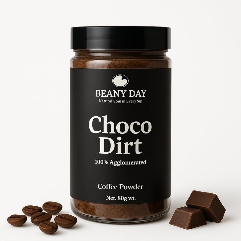 Beany Day Choco Dirt (Mocha) Instant Strong Coffee Powder | 100% Pure Agglomerated | No Chicory, No Preservatives | Hot & Cold Coffee, Cappuccino, Latte | 80g | Makes 40 Cups - Image 3