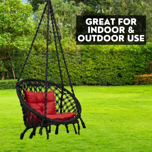 Patiofy Home Swing for Adults & Kids/Suitable for Living Room, Balcony, & Outdoor/Capacity Upto 120 Kgs/Includes Free Hanging Accessories & Cushion/Handmade Jhula with Cotton Rope/Black - Image 4