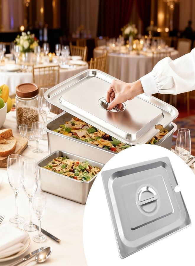 Pastlla 2 Pack 1/2 Size Slotted Hotel Pan Cover, Stainless Steel Solid Steam Table Catering Food Pan Lid with Handle, Catering Food Pans Cover Slotted Notched Universal - Image 5