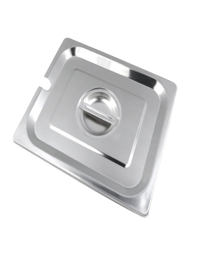 Pastlla 2 Pack 1/2 Size Slotted Hotel Pan Cover, Stainless Steel Solid Steam Table Catering Food Pan Lid with Handle, Catering Food Pans Cover Slotted Notched Universal - Image 3