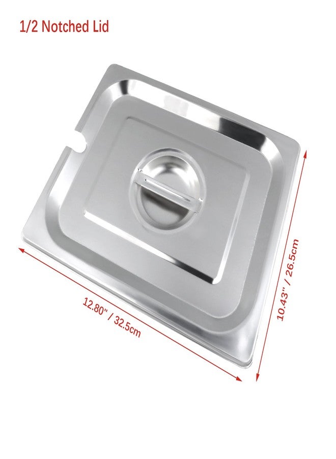 Pastlla 2 Pack 1/2 Size Slotted Hotel Pan Cover, Stainless Steel Solid Steam Table Catering Food Pan Lid with Handle, Catering Food Pans Cover Slotted Notched Universal - Image 2