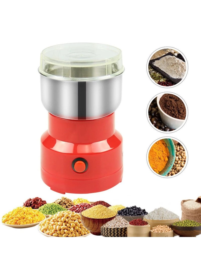 DubaiGallery Mini Stainless Steel Coffee Spice Nuts Grains Bean Grinding Multifunctional Electric Grinder Red - Image 1